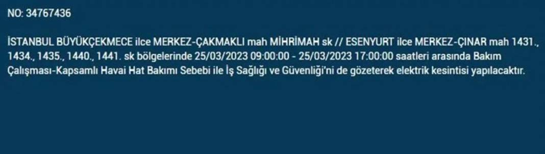 İstanbullular dikkat! Yarın bu ilçelerde elektrikler kesilecek 16